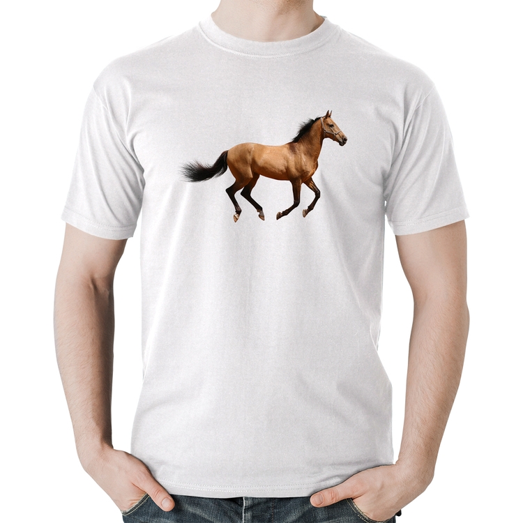 Camiseta Algodão Cavalo Correndo - Branca