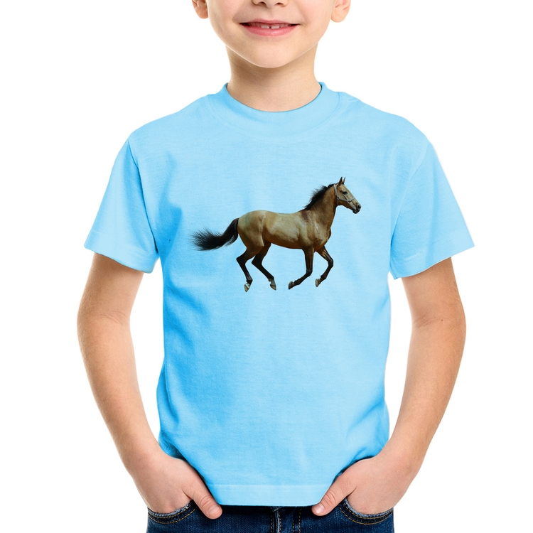 Camiseta Infantil Cavalo Correndo - Azul Bebê