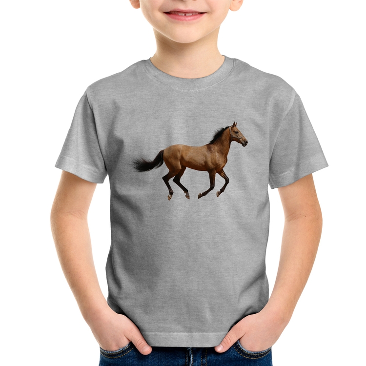 Camiseta Infantil Cavalo Correndo - Cinza