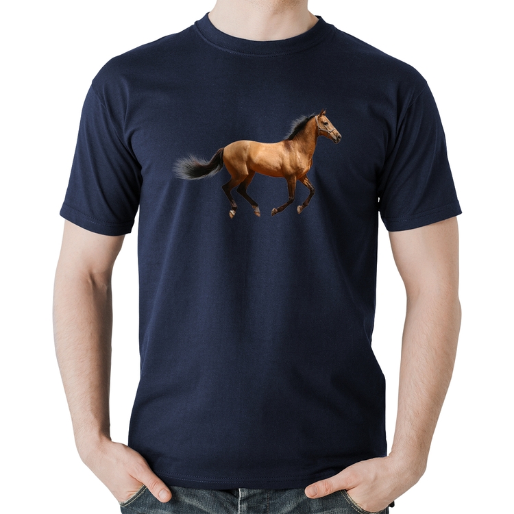 Camiseta Algodão Cavalo Correndo - Marinho