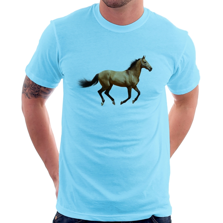 Camiseta Cavalo Correndo - Azul Bebê