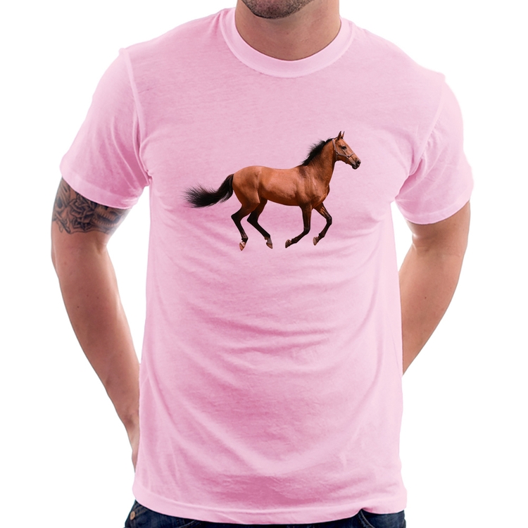 Camiseta Cavalo Correndo - Rosa Bebê