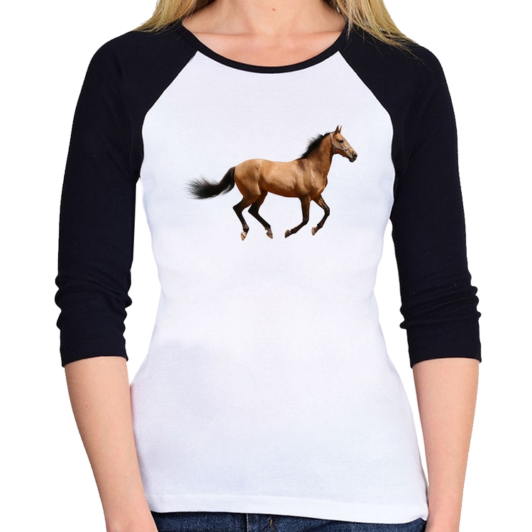 Baby Look Raglan Cavalo Correndo Manga 3/4