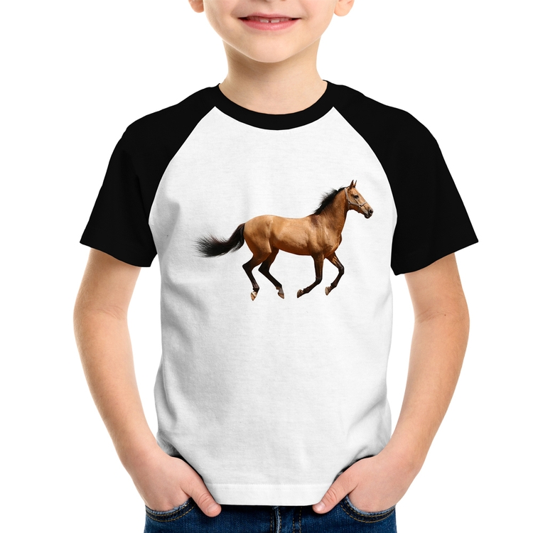 Camiseta Raglan Infantil Cavalo Correndo