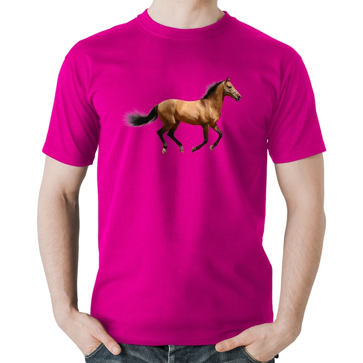 Camiseta Algodão Cavalo Correndo - Rosa
