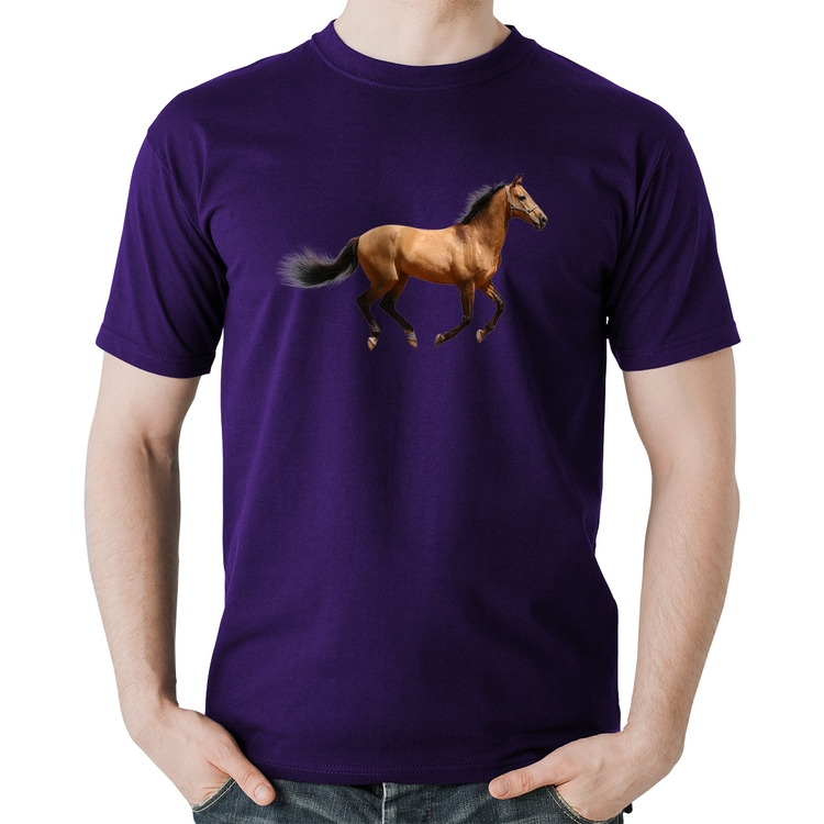 Camiseta Algodão Cavalo Correndo - Roxa