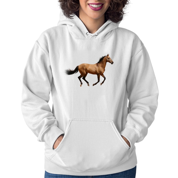 Moletom Feminino Cavalo Correndo - Branco