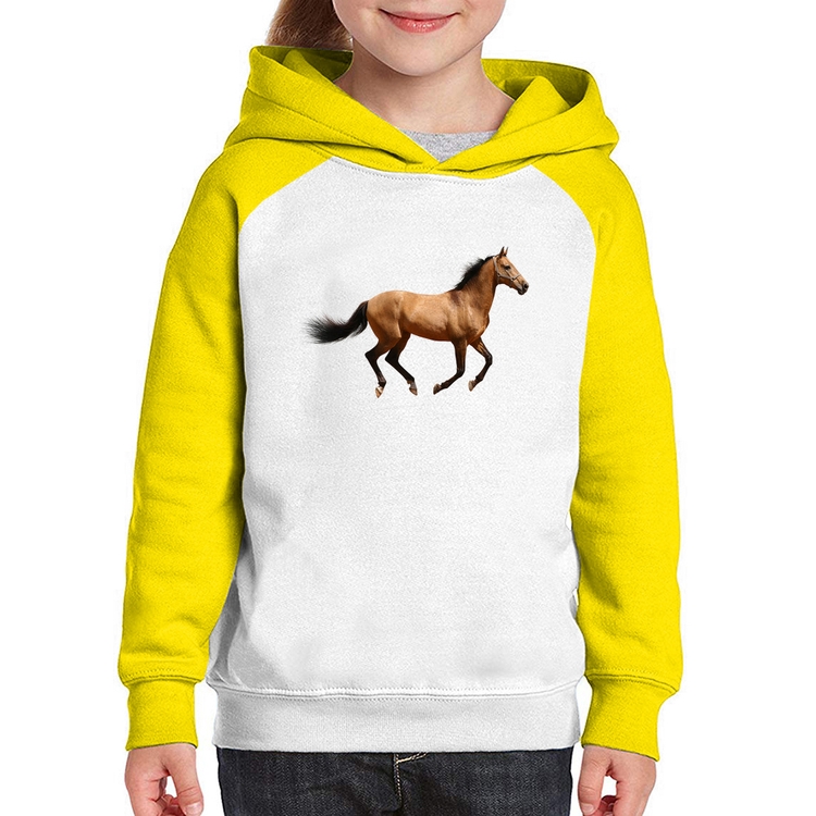 Moletom Infantil Cavalo Correndo - Branco/Amarelo