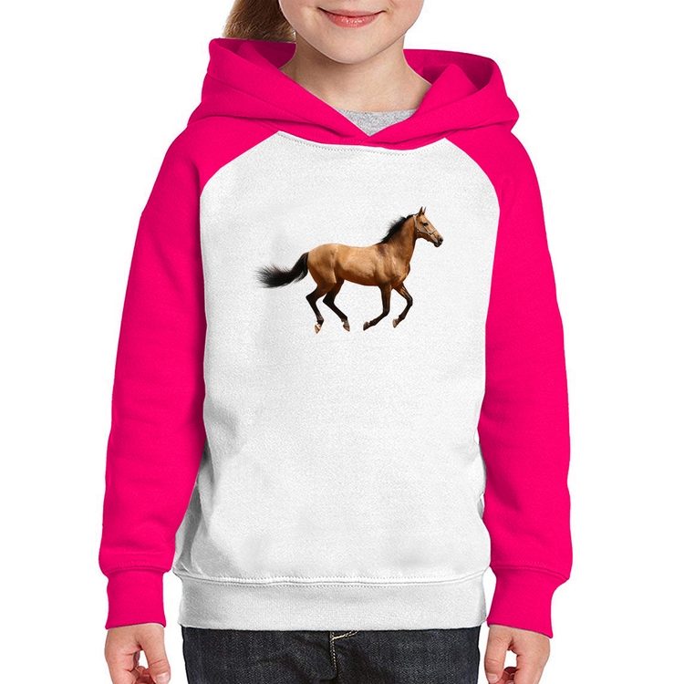 Moletom Infantil Cavalo Correndo - Branco/Rosa
