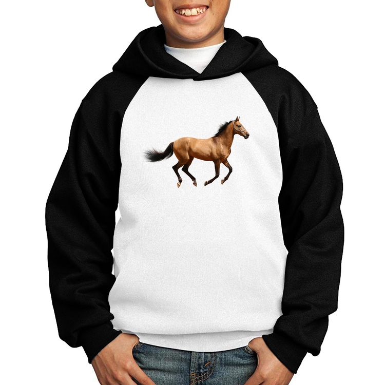 Moletom Infantil Cavalo Correndo - Branco/Preto