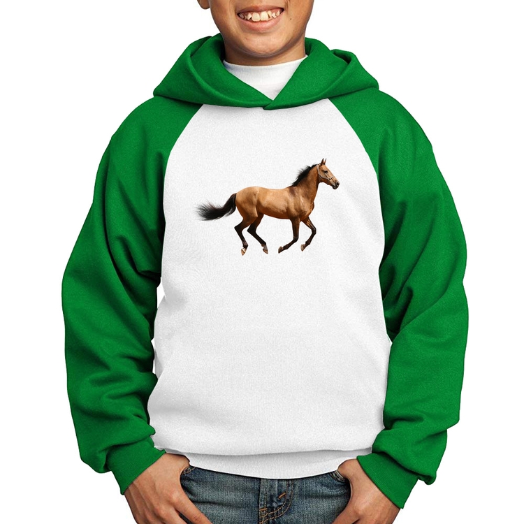 Moletom Infantil Cavalo Correndo - Branco/Verde