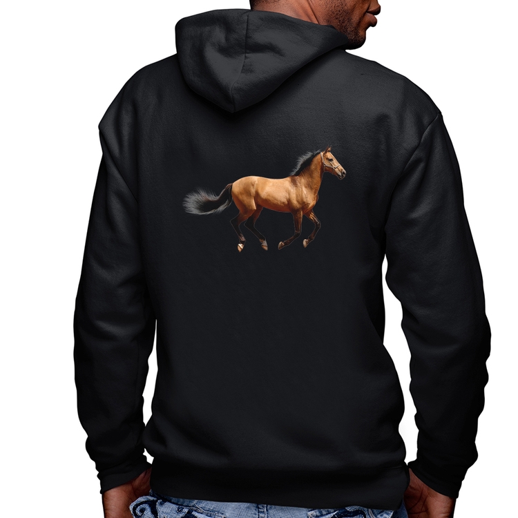 Blusa Moletom Cavalo Correndo Masculina com Capuz e Zíper
