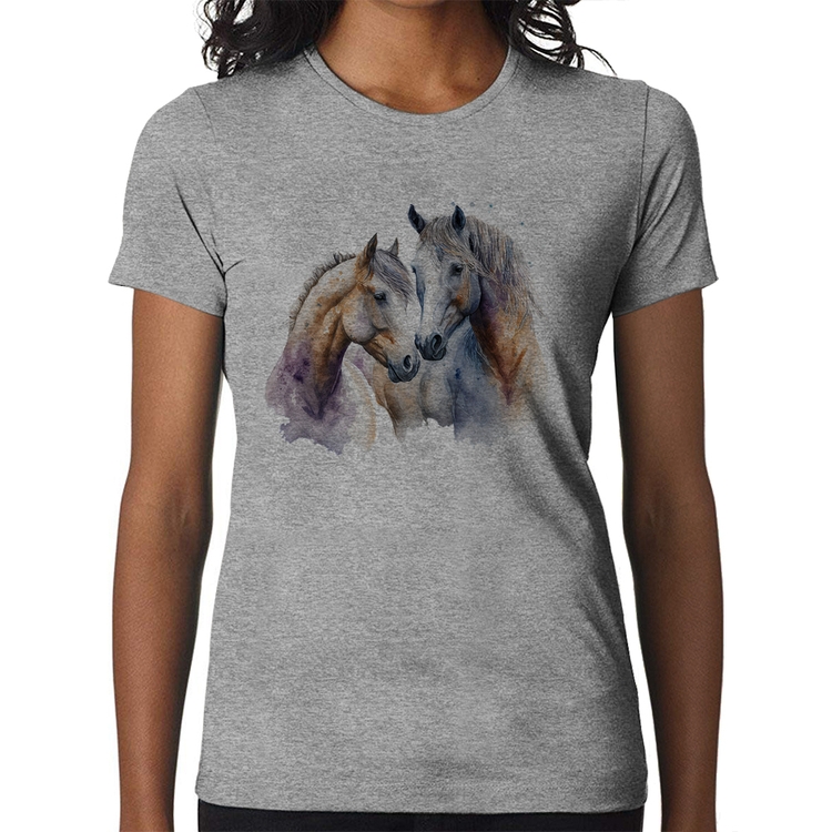 Baby Look Cavalo e Égua - Cinza