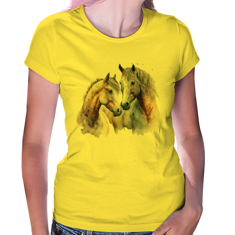 Baby Look Cavalo e Égua - Amarela