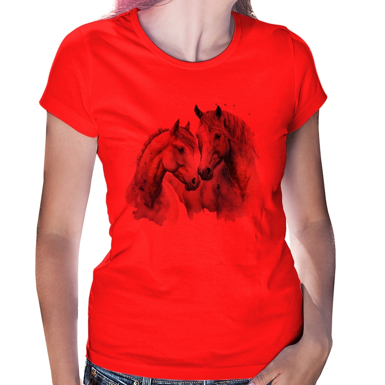 Baby Look Cavalo e Égua - Vermelha