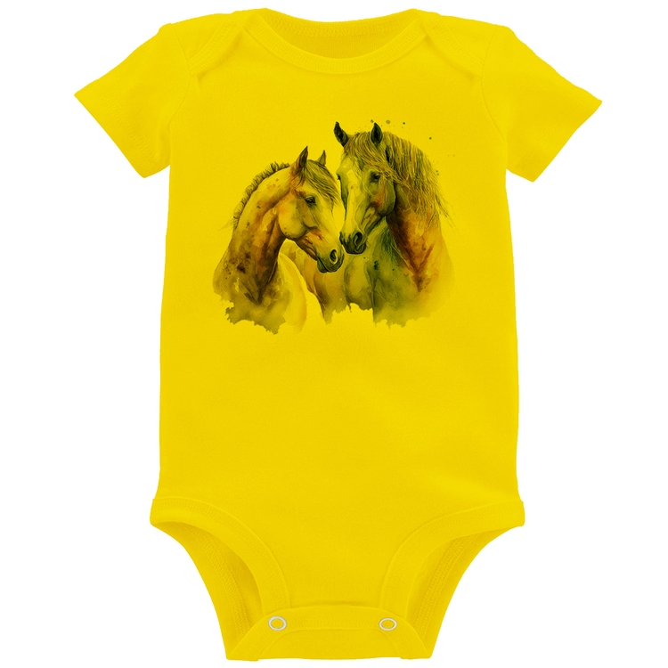 Body Bebê Cavalo e Égua - Amarelo