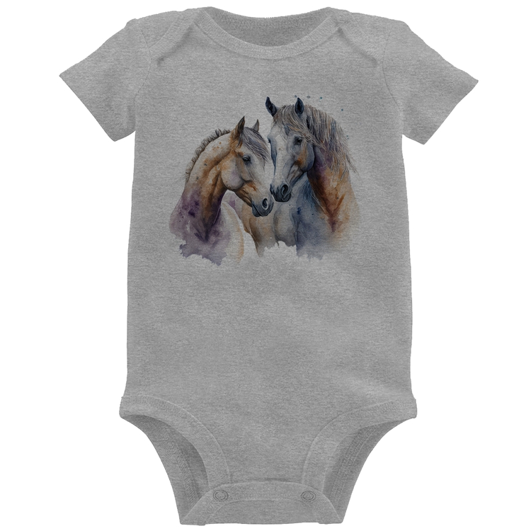 Body Bebê Cavalo e Égua - Cinza