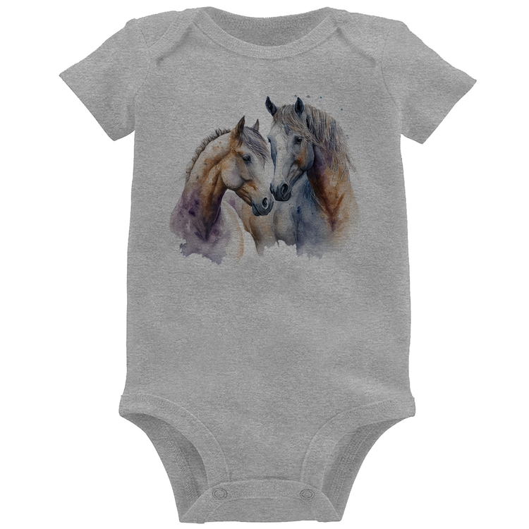 Body Bebê Cavalo e Égua - Cinza