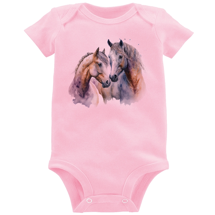 Body Bebê Cavalo e Égua - Rosa Bebê