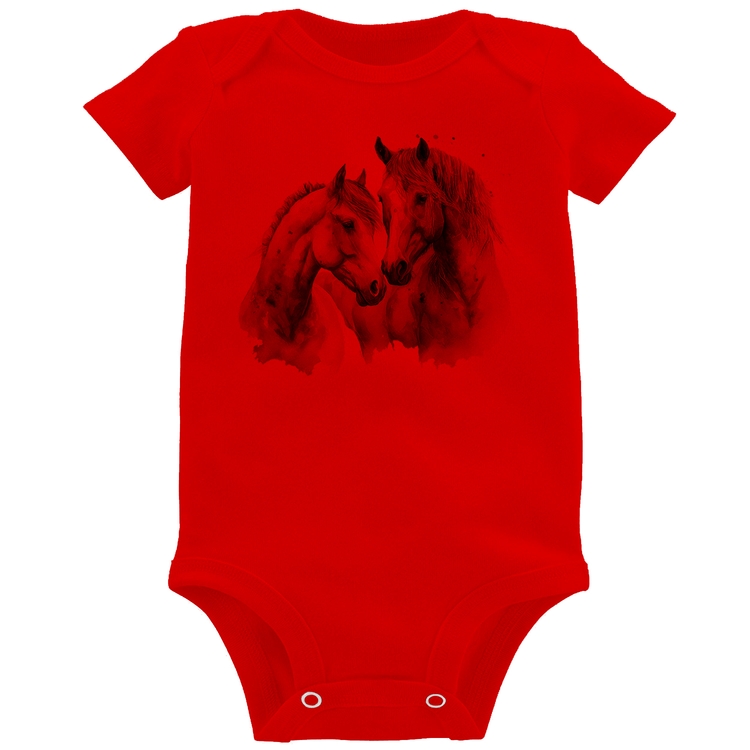 Body Bebê Cavalo e Égua - Vermelho