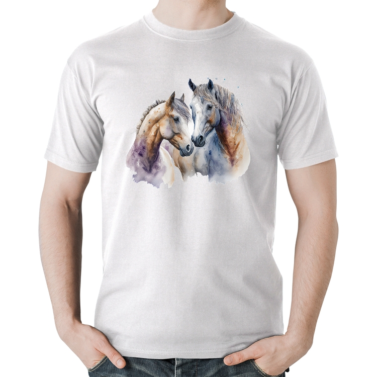 Camiseta Algodão Cavalo e Égua - Branca