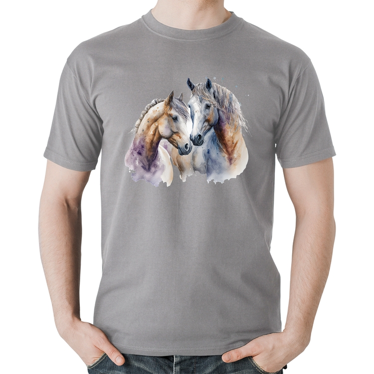 Camiseta Algodão Cavalo e Égua - Cinza