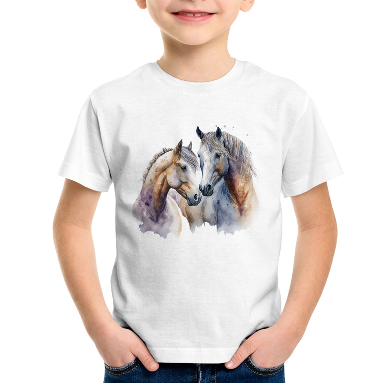 Camiseta Infantil Cavalo e Égua