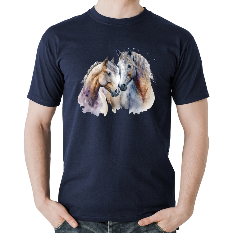 Camiseta Algodão Cavalo e Égua - Marinho