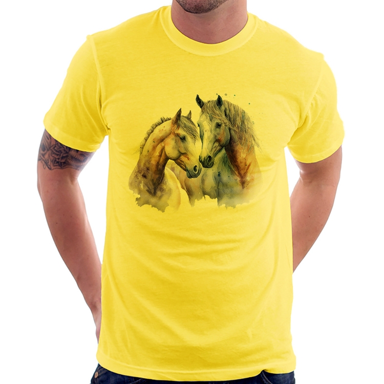 Camiseta Cavalo e Égua - Amarela