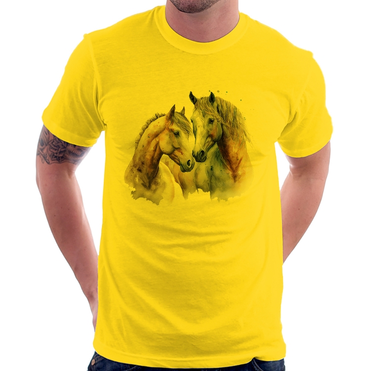 Camiseta Cavalo e Égua - Amarela