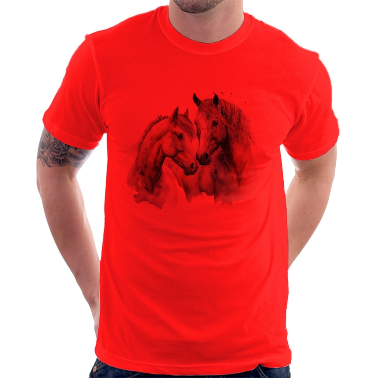 Camiseta Cavalo e Égua - Vermelha