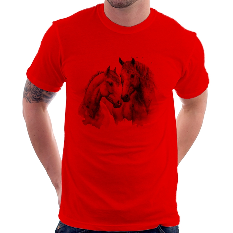 Camiseta Cavalo e Égua - Vermelha