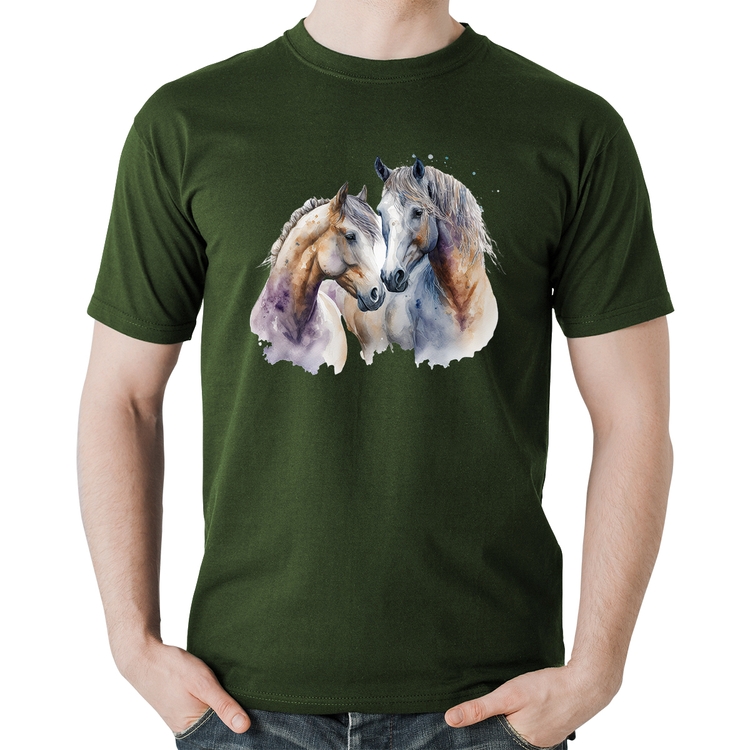Camiseta Algodão Cavalo e Égua - Musgo