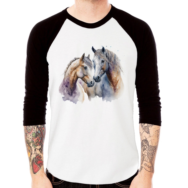 Camiseta Raglan Cavalo e Égua Manga 3/4