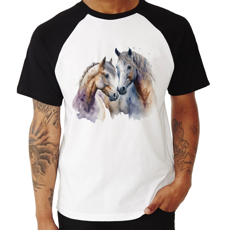 Camiseta Raglan Cavalo e Égua