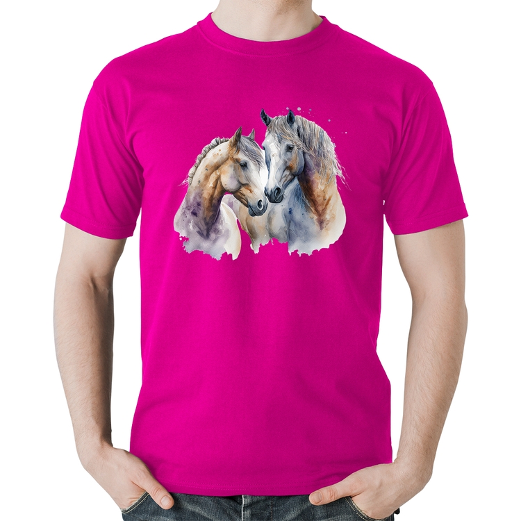 Camiseta Algodão Cavalo e Égua - Rosa