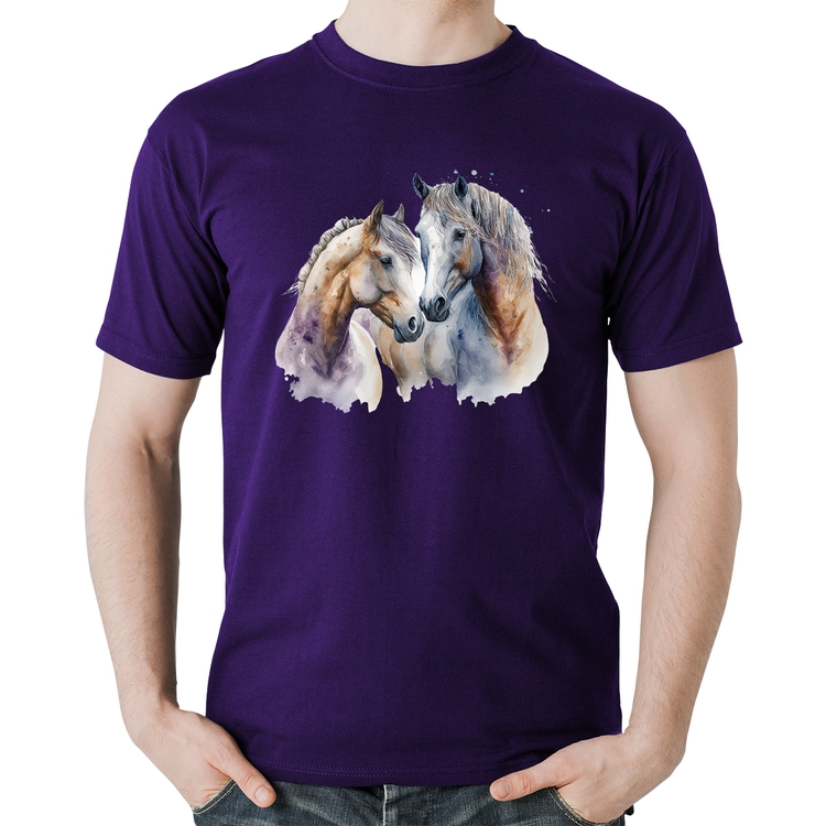 Camiseta Algodão Cavalo e Égua - Roxa