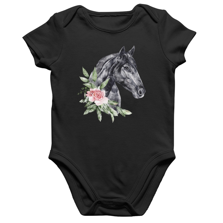 Body Bebê Algodão Cavalo e Flores