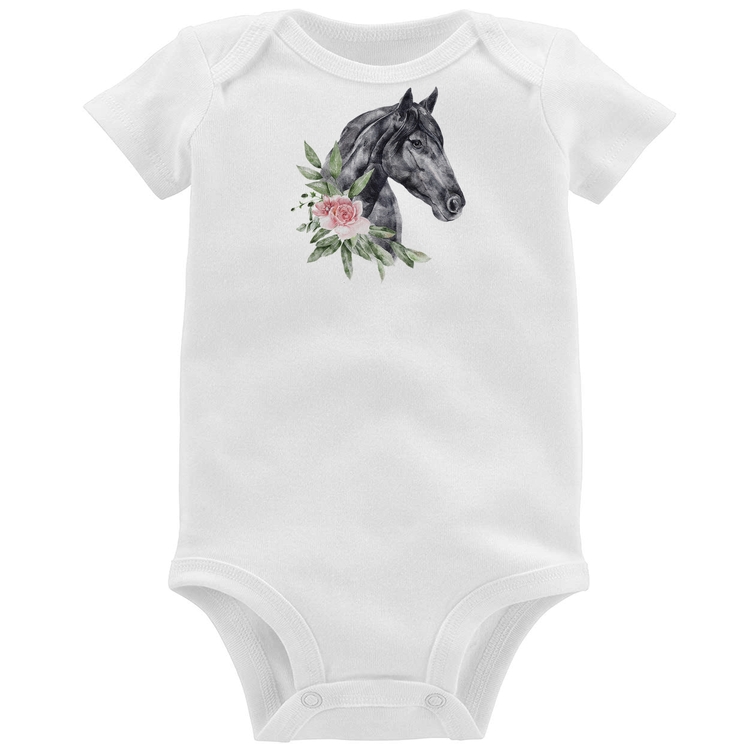 Body Bebê Cavalo e Flores