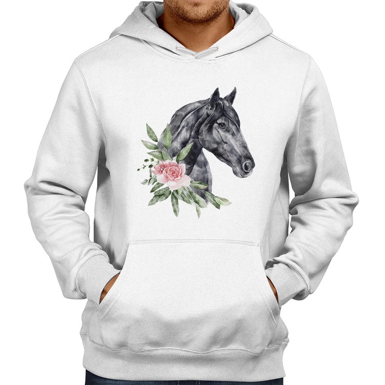 Moletom Cavalo e Flores - Branco