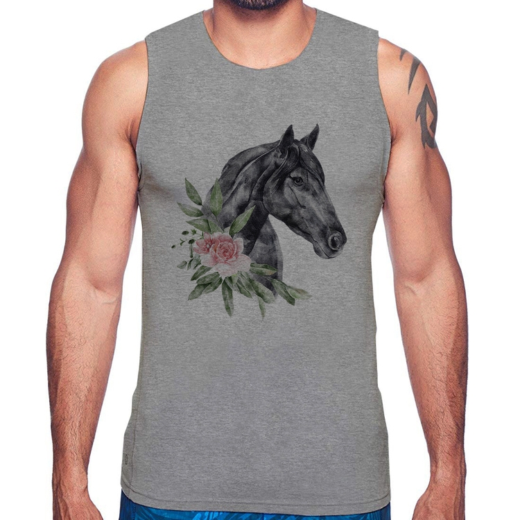 Regata Cavalo e Flores - Cinza