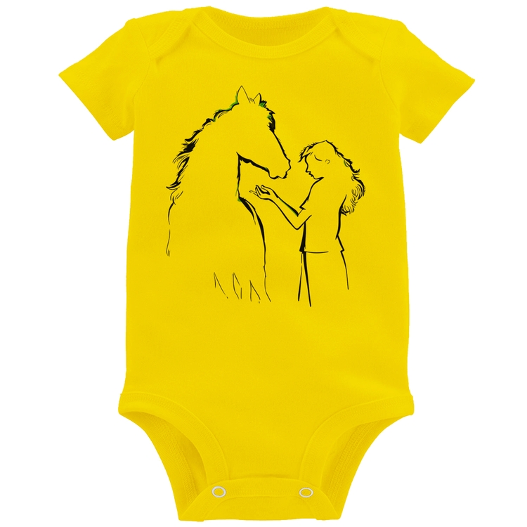 Body Bebê Cavalo e Garota Silhueta - Amarelo