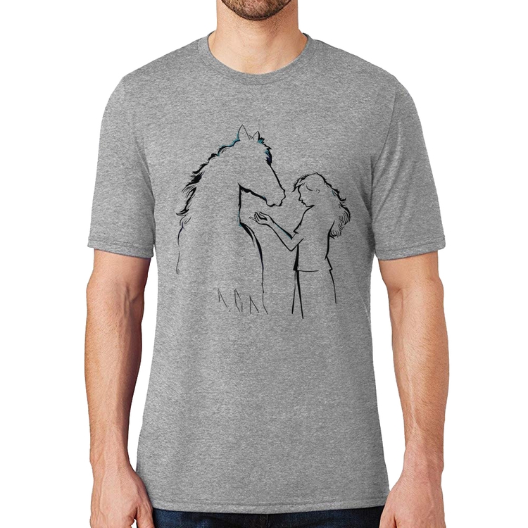 Camiseta Cavalo e Garota Silhueta - Cinza