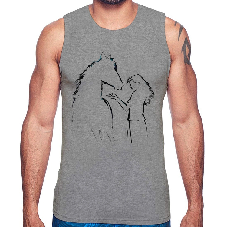 Regata Cavalo e Garota Silhueta - Cinza