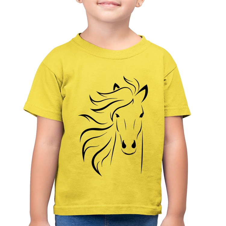 Camiseta Algodão Infantil Cavalo Traços - Amarelo Canário