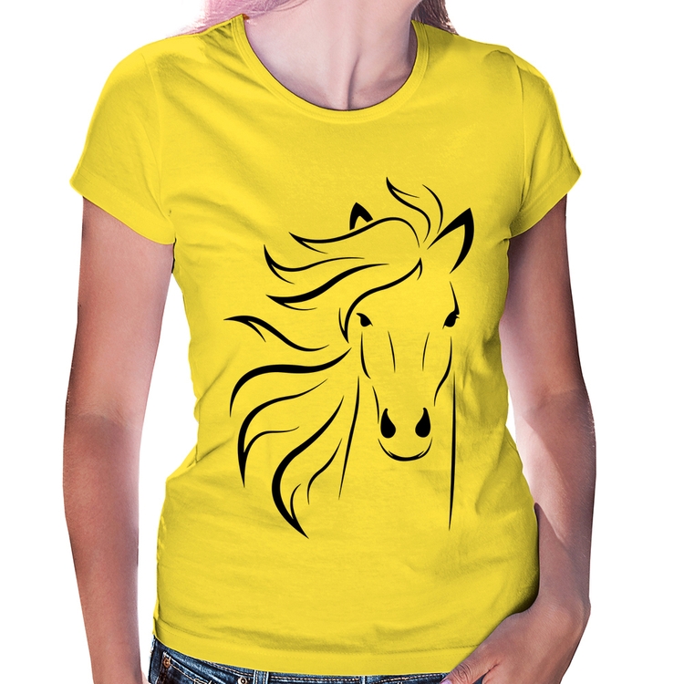 Baby Look Cavalo Traços - Amarela