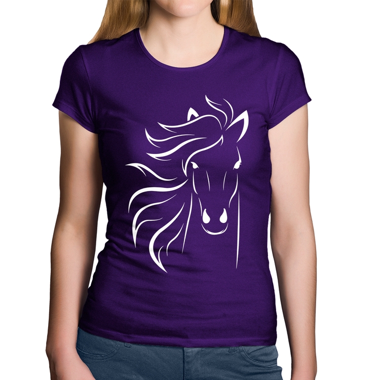 Baby Look Algodão Cavalo Traços - Roxa