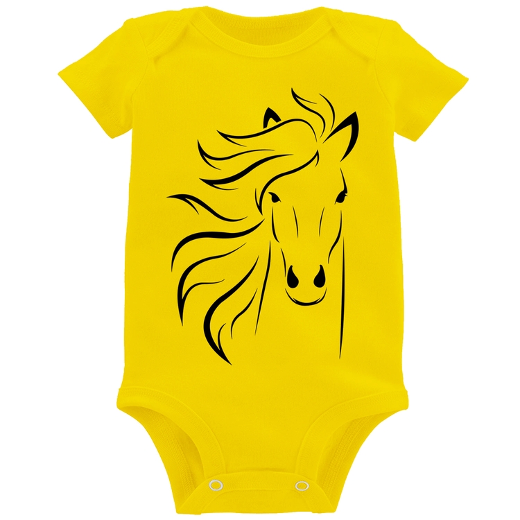 Body Bebê Cavalo Traços - Amarelo