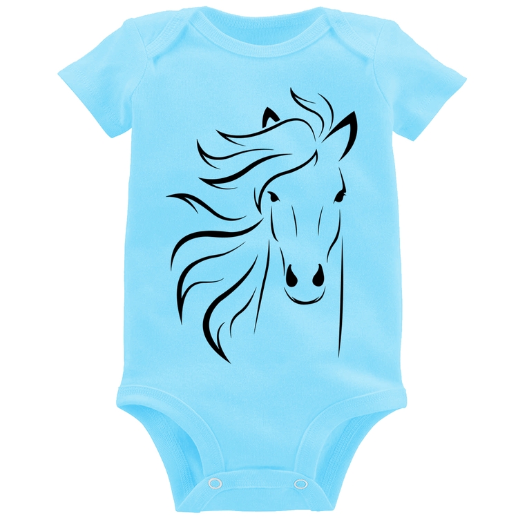 Body Bebê Cavalo Traços - Azul Bebê