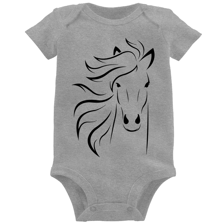 Body Bebê Cavalo Traços - Cinza